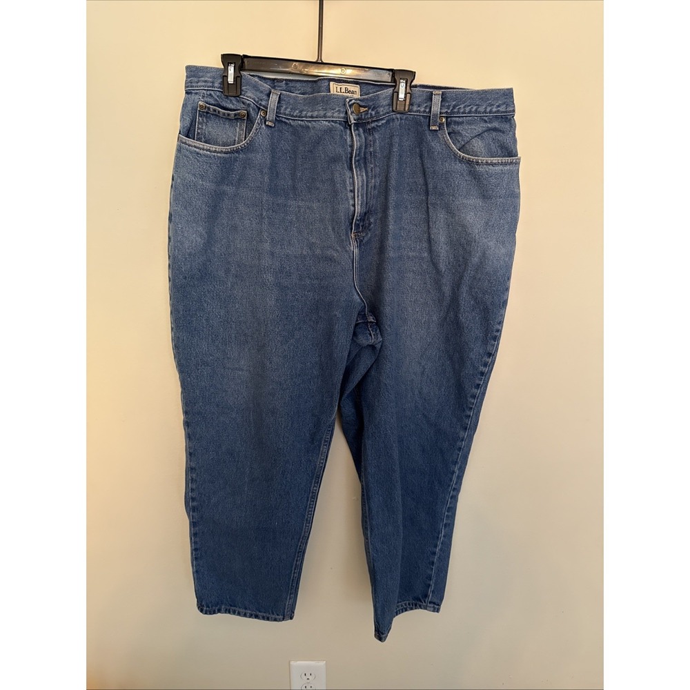 Women's LL Bean Blue Denim Jeans Size 24W Petite Relaxed Fit